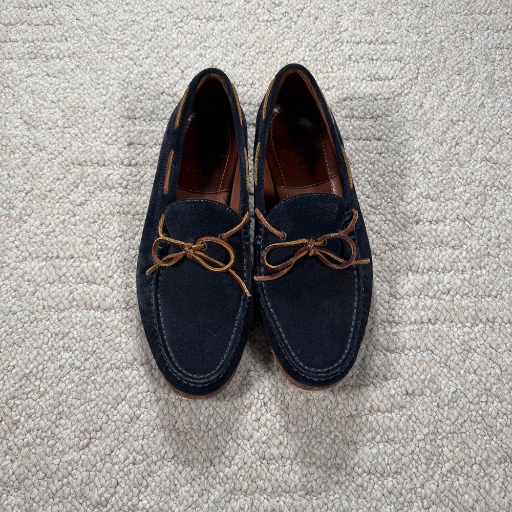 Trask Men's Sullivan Navy  Suede Loafer Slip Ons with Leather Laces Size 9.5